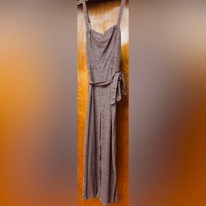 Animal Print Jumpsuit Romper with Waist Tie Abercrombie